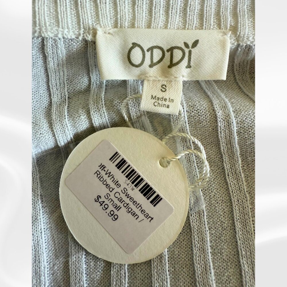 ODDI Cream Ribbed Button Front Cardigan NWT Small - Picture 4 of 11